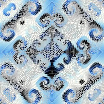 Waves of ornamental mosaic tile patterns イラスト素材