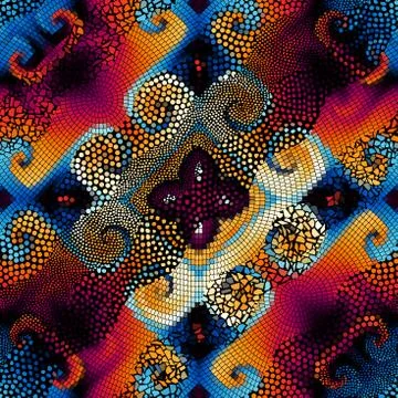 Waves of ornamental mosaic tile patterns Stock Illustration