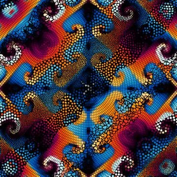 Waves of ornamental mosaic tile patterns Stock Illustration