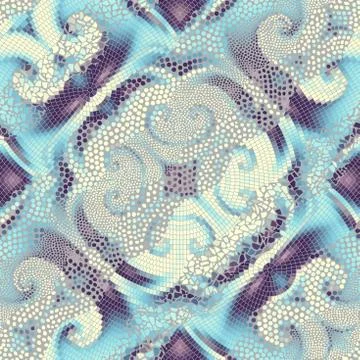 Waves of ornamental mosaic tile patterns Stock Illustration