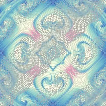 Waves of ornamental mosaic tile patterns Stock Illustration
