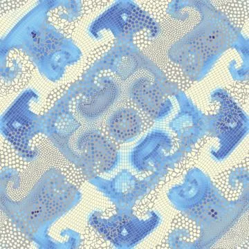 Waves of ornamental mosaic tile patterns Illustrazione stock
