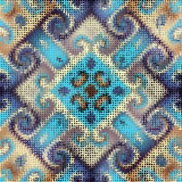 Waves of ornamental mosaic tile patterns Stock Illustration