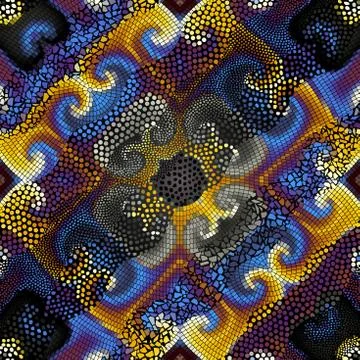 Waves of ornamental mosaic tile patterns Stock Illustration