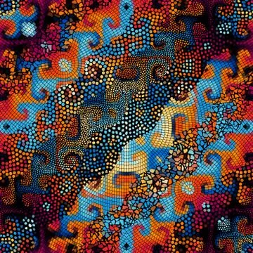 Waves of ornamental mosaic tile patterns Stock Illustration