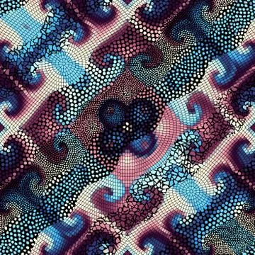 Waves of ornamental mosaic tile patterns Stock Illustration