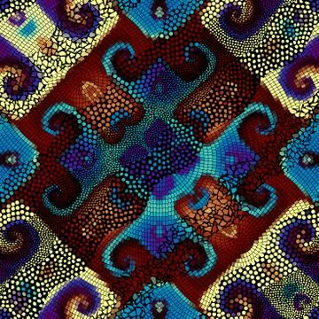 Waves of ornamental mosaic tile patterns Stock Illustration