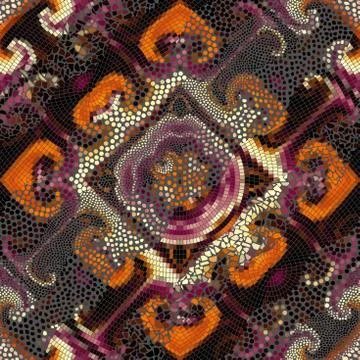 Waves of ornamental mosaic tile patterns Stock Illustration