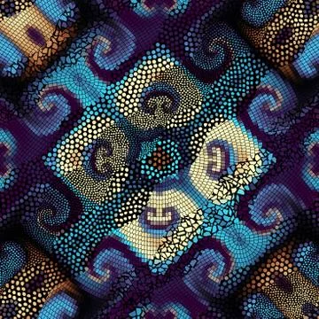 Waves of ornamental mosaic tile patterns Stock Illustration