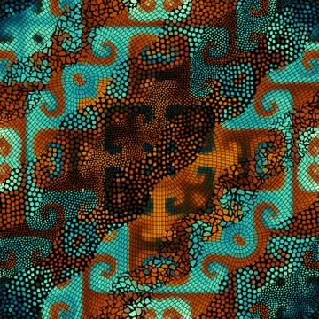 Waves of ornamental mosaic tile patterns Stock Illustration