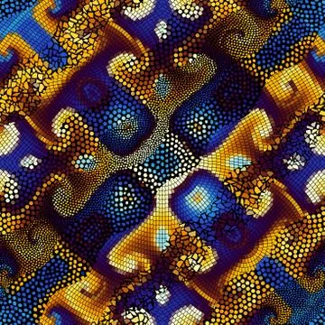 Waves of ornamental mosaic tile patterns Stock Illustration