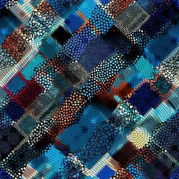 Waves of ornamental mosaic tile patterns Stock Illustration