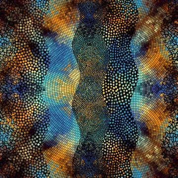 Waves of ornamental mosaic tile patterns Stock Illustration