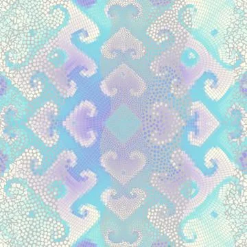 Waves of ornamental mosaic tile patterns Stock Illustration