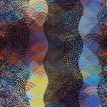 Waves of ornamental mosaic tile patterns Stock Illustration