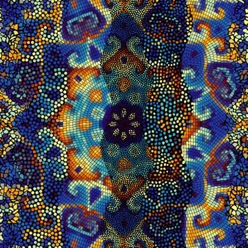 Waves of ornamental mosaic tile patterns Stock Illustration