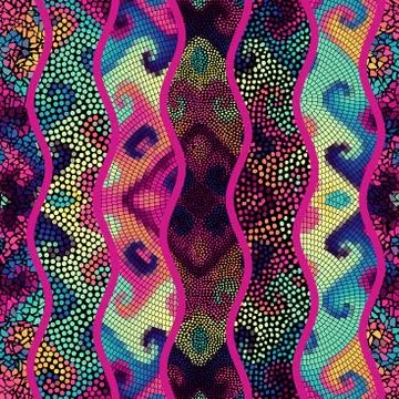 Waves of ornamental mosaic tile patterns Illustrazione stock