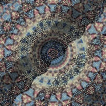 Waves of ornamental mosaic tile patterns Stock Illustration
