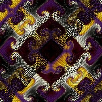 Waves of ornamental mosaic tile patterns Illustrazione stock