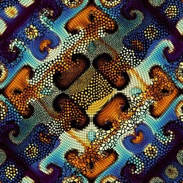 Waves of ornamental mosaic tile patterns Stock Illustration