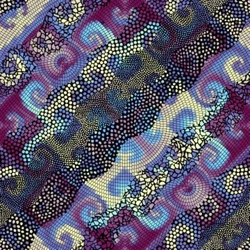 Waves of ornamental mosaic tile patterns Stock Illustration