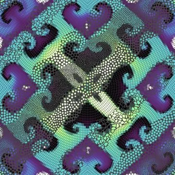 Waves of ornamental mosaic tile patterns Stock Illustration