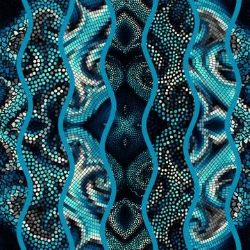 Waves of ornamental mosaic tile patterns 스톡 일러스트
