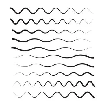 Waves outline icon. Wave thin line symbol. set of zigzag and wave borders Stock Illustration