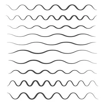 Waves outline icon. Wave thin line symbol. set of zigzag and wave borders Stock Illustration
