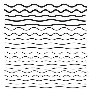 Waves outline icon. Wave thin line symbol. set of zigzag and wave borders Stock Illustration