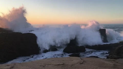 Waves over rock Video stock 236842207