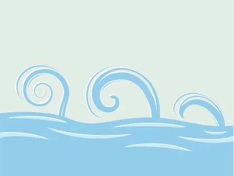Waves over sea waves over sea abstract drawing, vector art illustration Co... Stock Photos