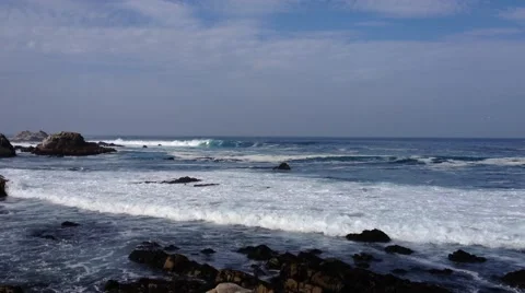 Waves on the Pacific Ocean Carmel Stock Footage 40253008