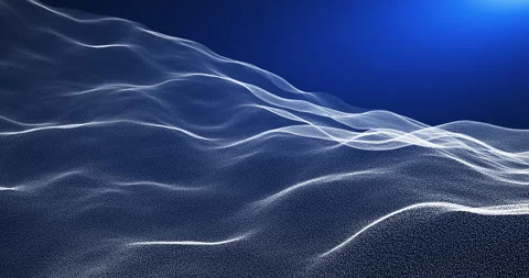 Waves of particles descending from the mountain on a blue background Stock Footage 260628171
