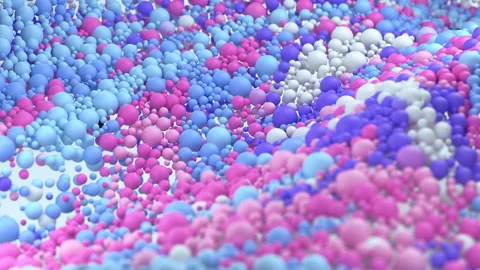Waves of particles, many  balls / spheres that change color, abstract background Stock Footage 134673264