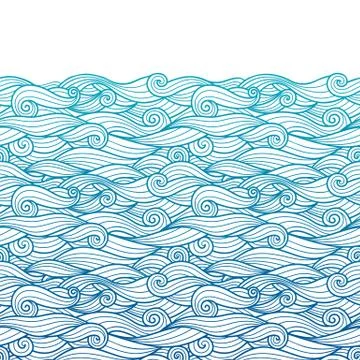 Waves pattern horizontally seamless background Stock Illustration