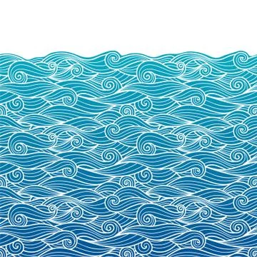 Waves pattern horizontally seamless background イラスト素材