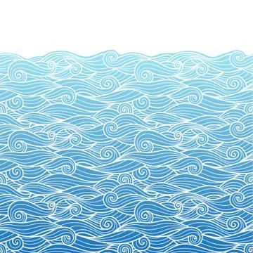 Waves pattern horizontally seamless background Stock Illustration