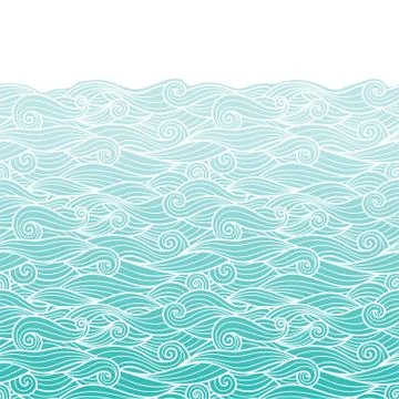 Waves pattern horizontally seamless background Stock Illustration