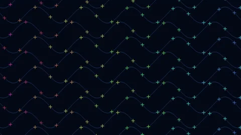 Waves pattern with neon crosses on black gradient 스톡 동영상 221346029