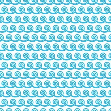 Waves pattern, sea or ocean curly blue wavy lines Stock Illustration