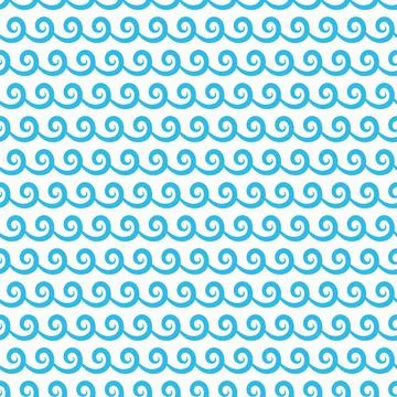 Waves pattern, sea water scallop, ocean wavy lines Stock Illustration