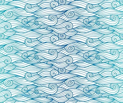 Waves pattern seamless water background Stock Illustration