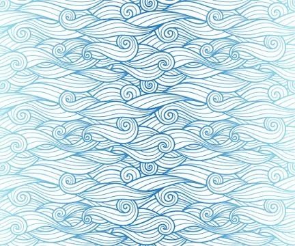 Waves pattern seamless water background Illustrazione stock