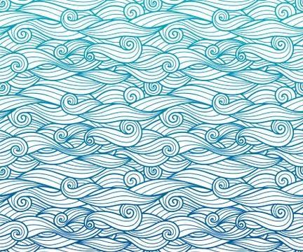 Waves pattern seamless water background Illustrazione stock