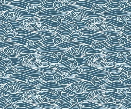 Waves pattern seamless water background Stock Illustration