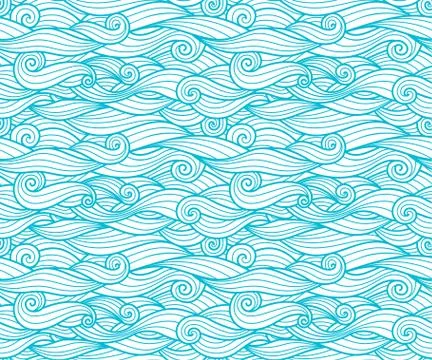 Waves pattern seamless water background Stock Illustration