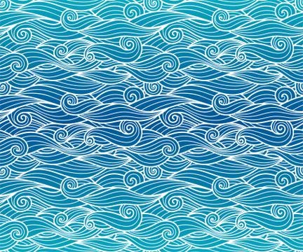 Waves pattern seamless water background Illustrazione stock