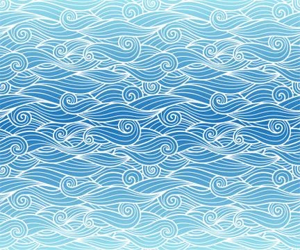 Waves pattern seamless water background Illustrazione stock