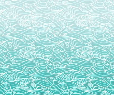 Waves pattern seamless water background Stock Illustration